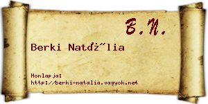 Berki Natália névjegykártya
